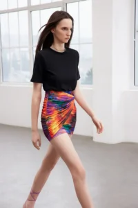 TRENDYOLMİLLA Black Limited Edition Patterned Shirred wrap Flexible Knitting Mini Dress - Image 2