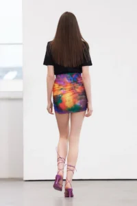 TRENDYOLMİLLA Black Limited Edition Patterned Shirred wrap Flexible Knitting Mini Dress - Image 4