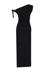 TRENDYOLMİLLA Black Fitted Knitting Maxi Flexible Pen Dress - Image 8