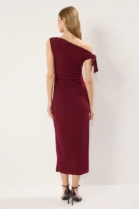 TRENDYOLMİLLA Burgundy Fitted Knitting Maxi Flexible Pen Dress - Image 4