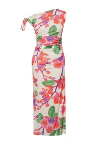 TRENDYOLMİLLA Multicolored Floral Printed Knitting Maxi Flexible Pen Dress - Image 11