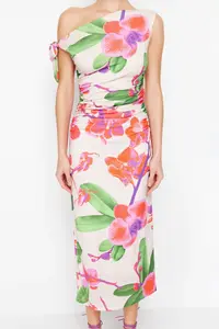 TRENDYOLMİLLA Multicolored Floral Printed Knitting Maxi Flexible Pen Dress - Image 4