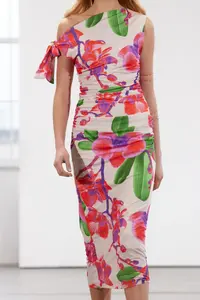 TRENDYOLMİLLA Multicolored Floral Printed Knitting Maxi Flexible Pen Dress - Image 9
