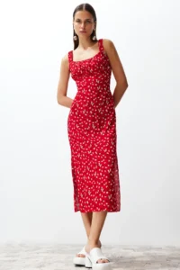 TRENDYOLMİLLA Rejection Floral Viscose Maxi Weaving Dress - Image 2