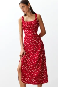 TRENDYOLMİLLA Rejection Floral Viscose Maxi Weaving Dress - Image 3