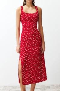 TRENDYOLMİLLA Rejection Floral Viscose Maxi Weaving Dress - Image 5