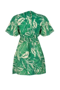 TRENDYOLMİLLA Green Tropical Floral A Cut Viscose Mini Weaving Dress - Image 8