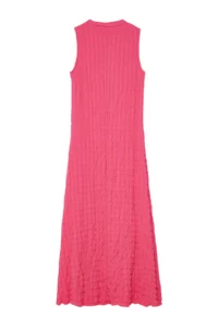 TRENDYOLMİLLA Fuchsia Plain textured A Cut/Life Form Crew Neck textured Maxi Dress - Image 7