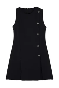 TRENDYOLMİLLA Black Plain Cut Button Detailed Mini Weaving Dress - Image 6