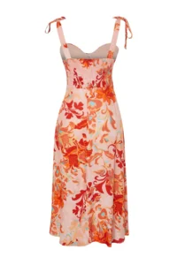 TRENDYOLMİLLA Pink Floral A Cut Viscose Midi Weaving Dress - Image 8