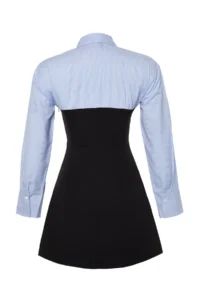 TRENDYOLMİLLA Black Plain bodycone Strapless Detailed Finike Mini Weaving Shirt Dress - Image 8