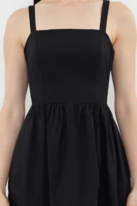 TRENDYOLMİLLA Black A Cut Waist Dekolteli Cotton Voile Mini Weaving Dress - Image 5
