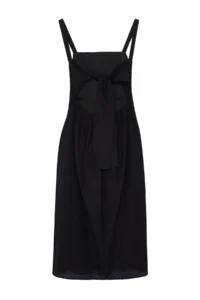 TRENDYOLMİLLA Black A Cut Waist Dekolteli Cotton Voile Mini Weaving Dress - Image 9