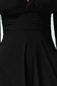 TRENDYOLMİLLA Black Plain skater V-neck skater/Sandy Midi Dress - Image 5