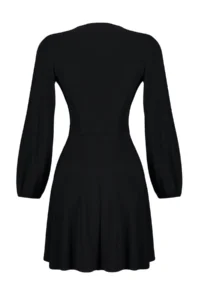 TRENDYOLMİLLA Black Plain skater V-neck skater/Sandy Midi Dress - Image 8