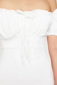 TRENDYOLMİLLA White Plain bodycone Crepe Lined Mini Weaving Dress - Image 6