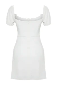 TRENDYOLMİLLA White Plain bodycone Crepe Lined Mini Weaving Dress - Image 9