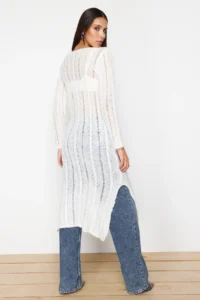 TRENDYOLMİLLA Ecru Soft textured Loose Knitting Detailed Knitwear Maxi Dress - Image 4