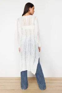 TRENDYOLMİLLA Ecru Soft textured Loose Knitting Detailed Knitwear Maxi Dress - Image 7