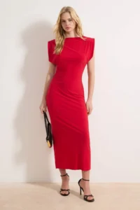 TRENDYOLMİLLA Rejection Plain padded Draped bodycone/Fitting Flexible Knitting Dress