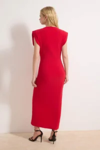 TRENDYOLMİLLA Rejection Plain padded Draped bodycone/Fitting Flexible Knitting Dress - Image 4