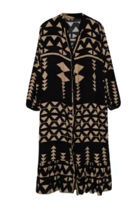 TRENDYOLMİLLA Black Midi Wide Cut Border Pattern Detailed Boho Weaving Dress - Image 8