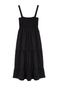 TRENDYOLMİLLA Black Plain A Cut Gipelli Square Neck Lined Maxi Weaving Dress - Image 6