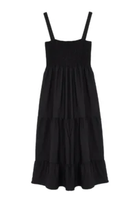 TRENDYOLMİLLA Black Plain A Cut Gipelli Square Neck Lined Maxi Weaving Dress - Image 7