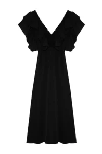 TRENDYOLMİLLA Black Plain A Cut with flywheel Weaving Dress - Image 10