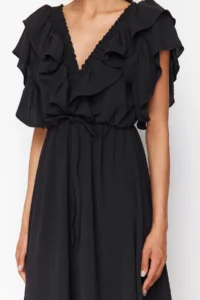 TRENDYOLMİLLA Black Plain A Cut with flywheel Weaving Dress - Image 7