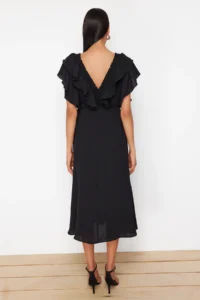 TRENDYOLMİLLA Black Plain A Cut with flywheel Weaving Dress - Image 8