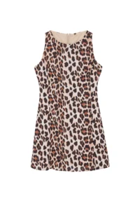 TRENDYOLMİLLA Brown Leopard Patterned Mini Satin Weaving Dress - Image 8