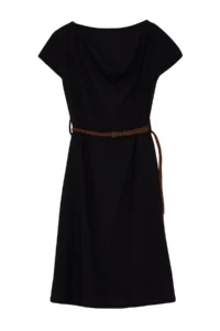 TRENDYOLMİLLA Black textured Belt Detailed Off-Shoulder Neck Flexible skater/Waisted Midi Knitting Dress - Image 7