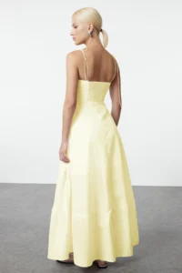 TRENDYOLMİLLA Light Yellow Waist Draped Detailed Sleeveless Weaving Maxi Dress - Image 5
