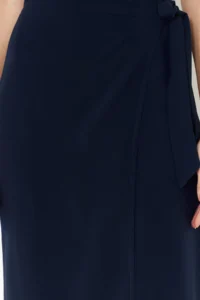 TRENDYOLMiLLA More Sustainable Navy Blue tied up Double breasted Kapama Viscose Maxi Size Weaving Skirt - Image 8
