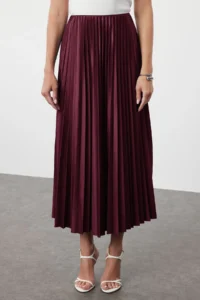 TRENDYOLMİLLA Plum pleated Maxi Skirt - Image 4