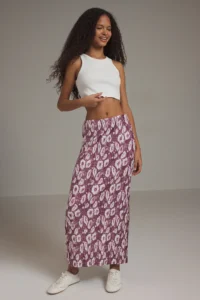 TRENDYOLMİLLA Dusty Rose Floral Printed Normal Elastic Waist Pilise Maxi Knitting Skirt - Image 2