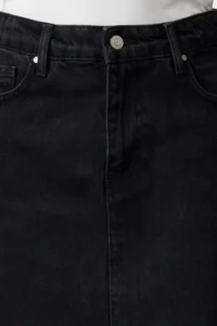 TRENDYOLMiLLA More Sustainable Black High Waist Mini denim Skirt - Image 4