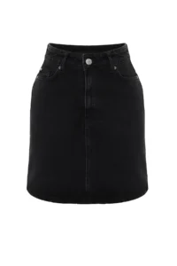 TRENDYOLMiLLA More Sustainable Black High Waist Mini denim Skirt - Image 6