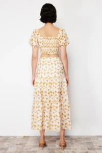 TRENDYOLMiLLA Beige embroidery and Embroidery Detailed flared Maxi Size Weaving Skirt - Image 6