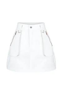 TRENDYOLMiLLA White Zipper Detailed Cargo with pocket High Waist Mini denim Skirt - Image 7