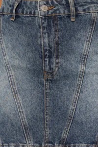 TRENDYOLMiLLA More Sustainable Dark Blue Soluk Efekt Vintage High Waist Mini denim Skirt - Image 5