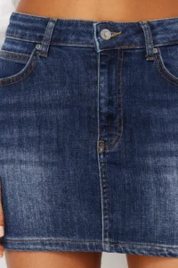 TRENDYOLMiLLA Dark Blue Low Waist Mini comfort/Flexible denim Skirt - Image 4