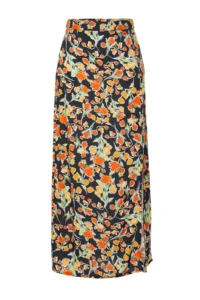 TRENDYOLMiLLA Multicolored Viscose Material flower patterned slit Midi Weaving Skirt - Image 7