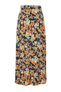 TRENDYOLMiLLA Multicolored Viscose Material flower patterned slit Midi Weaving Skirt - Image 8