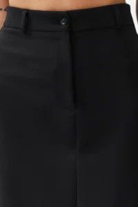 TRENDYOLMiLLA Black Waist Detailed Pen Plain Cut slit Weaving Maxi/LONG Skirt - Image 6