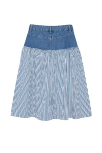 TRENDYOLMiLLA Multicolored Striped Color Blocked High Waist Midi Denim Skirt - Image 12