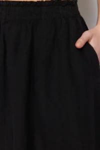 TRENDYOLMiLLA Black 100% Linen Elastic Waist Midi Skirt - Image 11