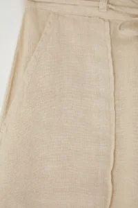 TRENDYOLMiLLA Beige 100% Linen Pocket Detail Mini Skirt - Image 7