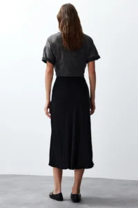 TRENDYOLMiLLA Black A-line Midi Satin Skirt - Image 6